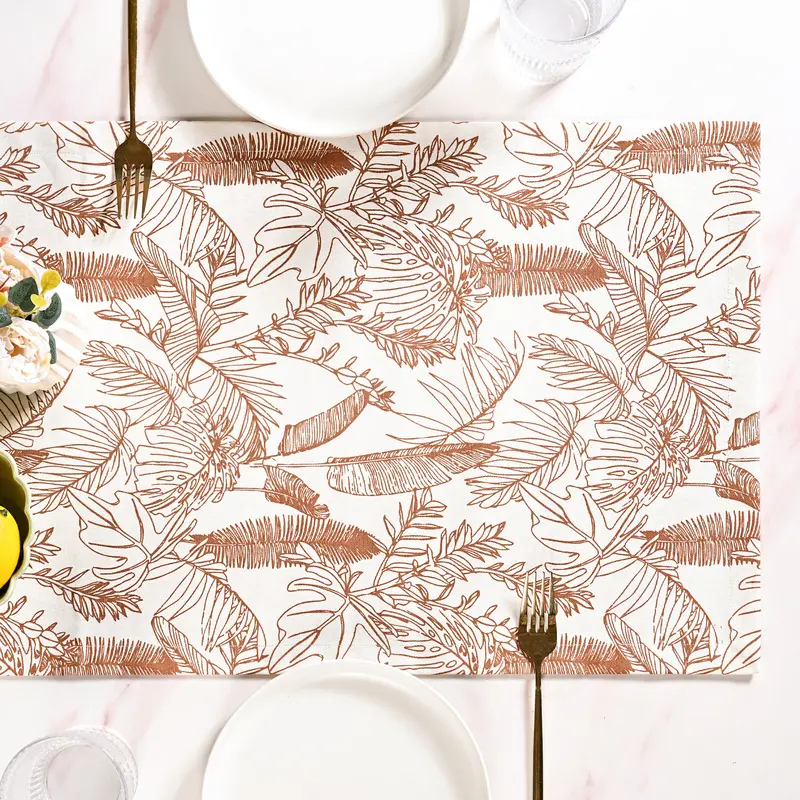 Mocha Fern Cotton Table Runner – 6-Seater (185X35Cm) 1
