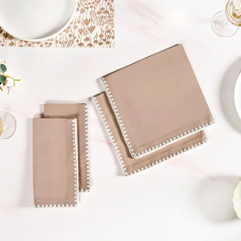Mocha Mousse Linen-Blend Napkin Set – 4 Pieces 1