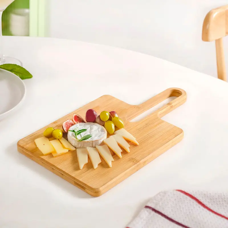 Modern 13" Bamboo Serving Platter With Ergonomic Handle 1