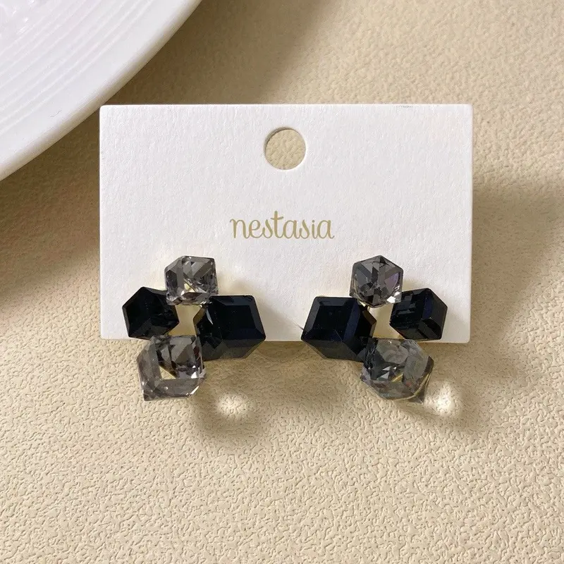Modern Black Cube Cluster Studs 1