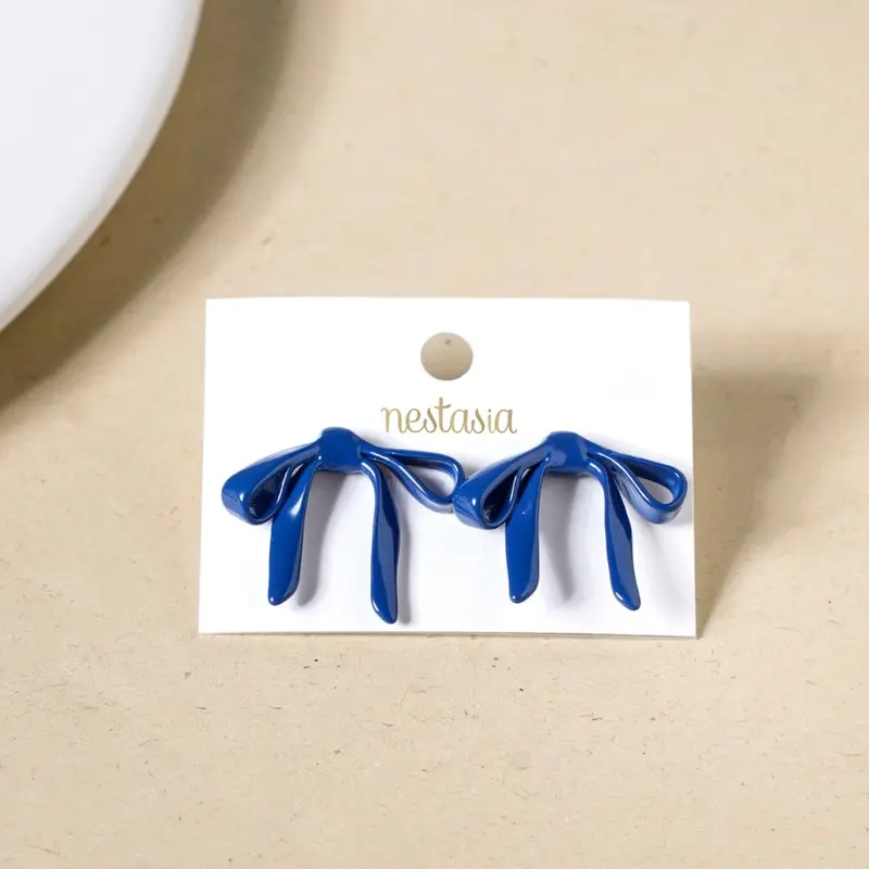 Modern Blue Bow-Shaped Studs 1