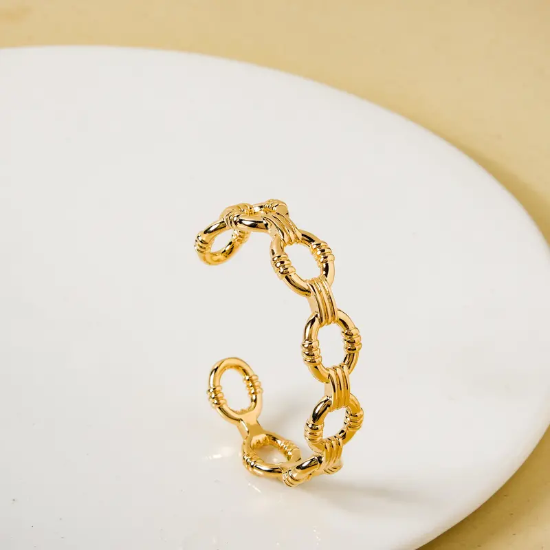 Modern Gold Chain Link Cuff Bracelet 1