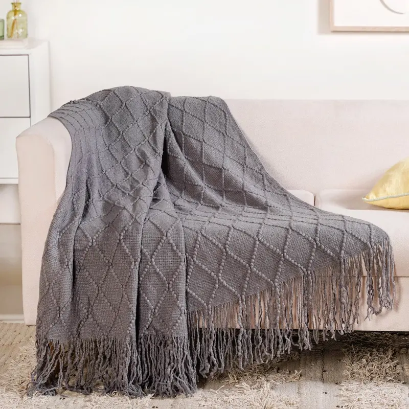 Modern Urban Grey Knitted Couch Throw 1