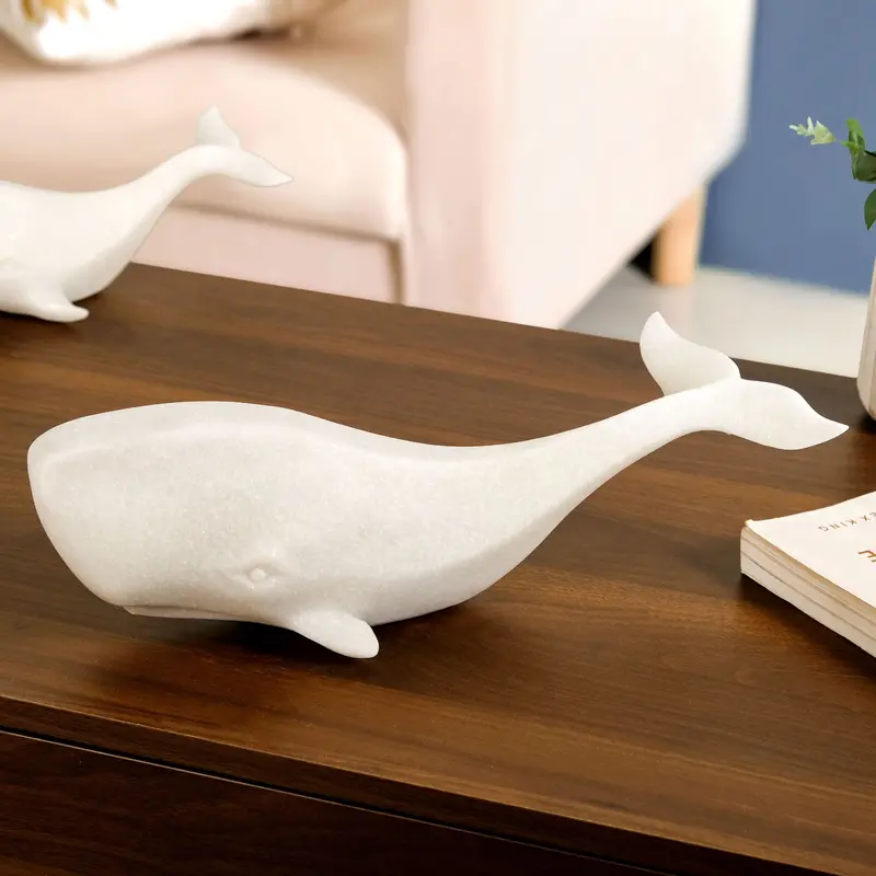 Modern White Whale Sculpture – Large Size 1
