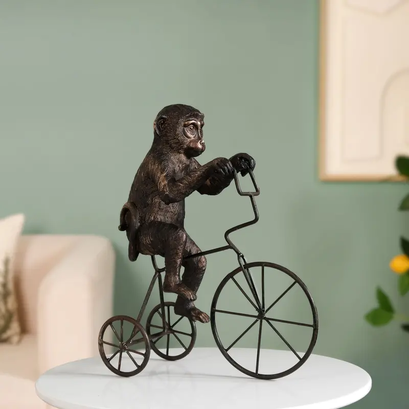 Monkey On Bicycle Decorative Figurine – Fun & Dynamic Accent 1