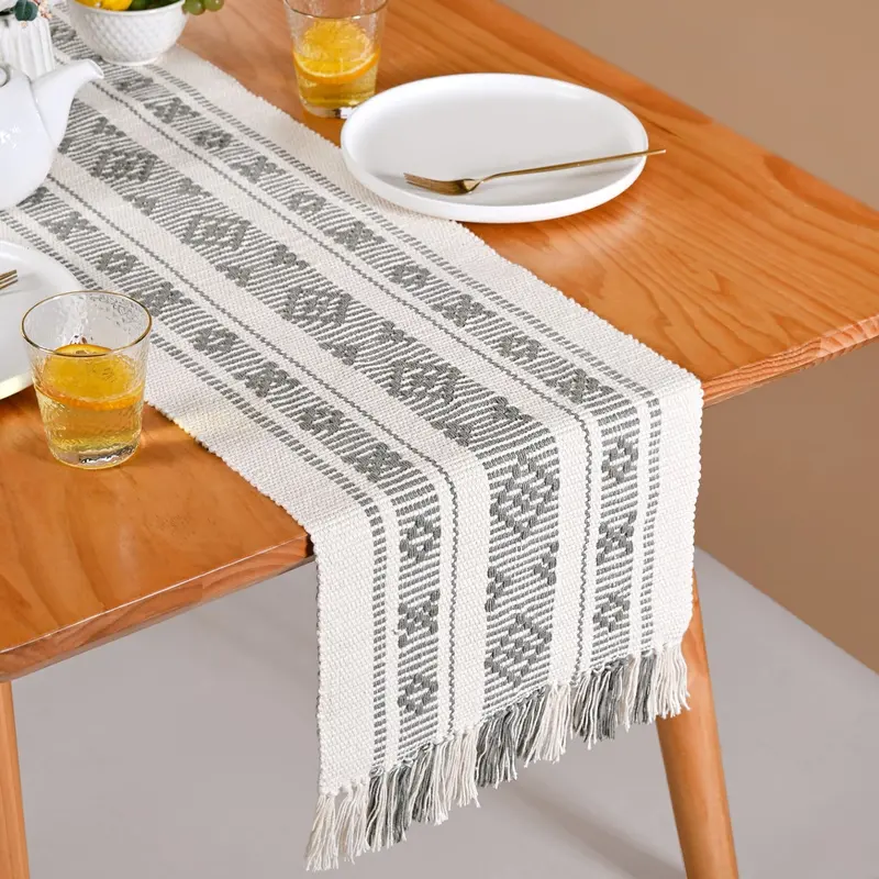 Monoloom Fringed Pure Cotton Table Runner (180X33Cm) 1