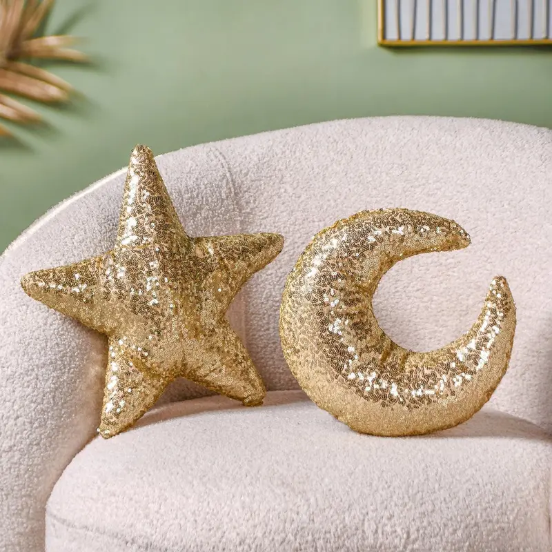 Moon And Star Sequin Throw Pillow Covers – Set Of 2 1