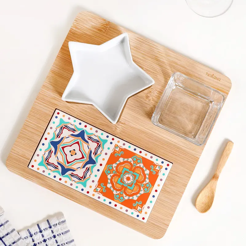 Moroccan-Inspired Star-Shaped Serving Platter With Wooden Spoon 1