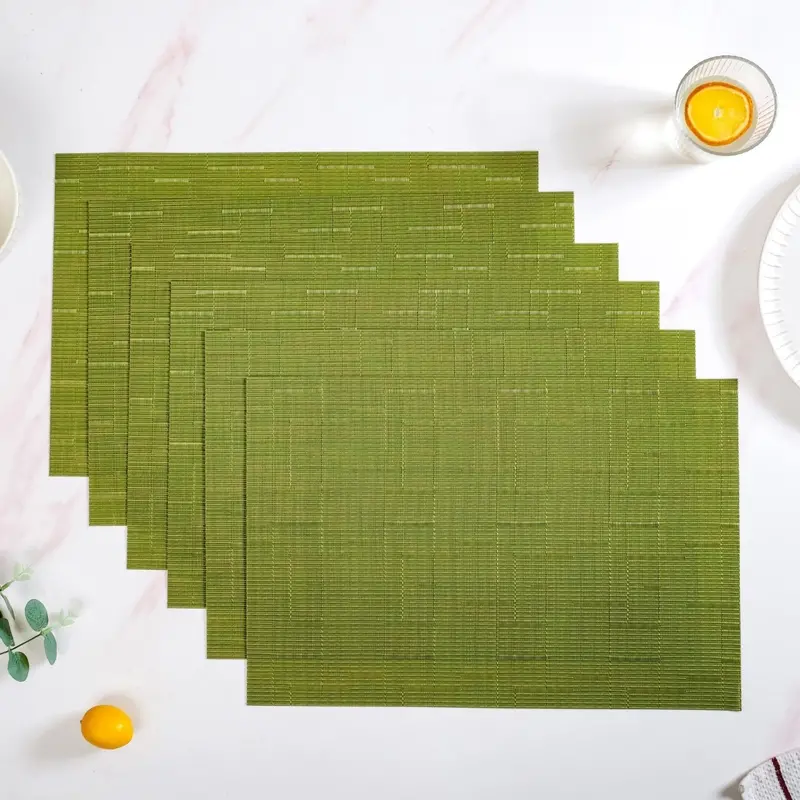 Moss Green Textured Easy-Clean Table Mats – Set Of 6 1