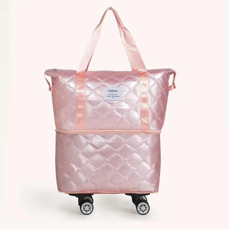 Movo Pearl Pink Adjustable Travel Bag With Detachable Wheels 1