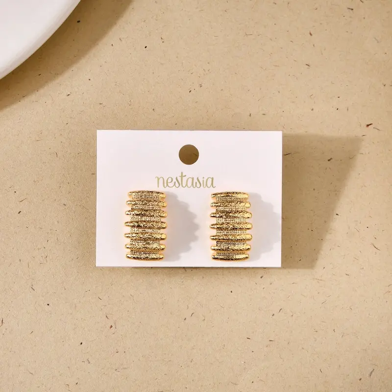 Musical Symphony Semi-Hoop Earrings – Gold 1