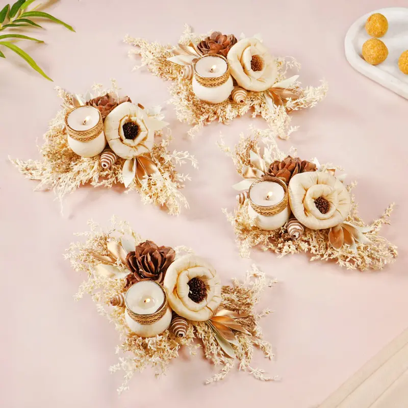 Natural Brown Tealight Candle Holders – Set Of 4 1