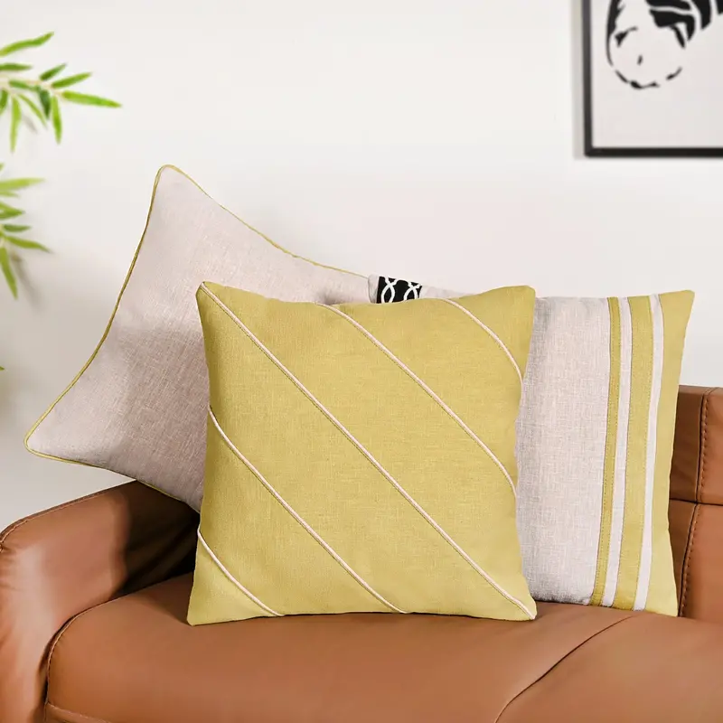 Nature’S Palette Cotton Cushion Set – 3X40X40Cm Earth-Tone Pillow Covers 1