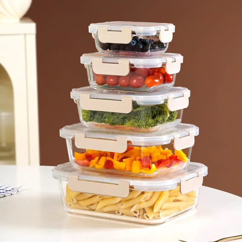 Nestro Beige 5-Piece Leakproof Food Storage Set – Modular Airtight Containers (185Ml–1500Ml) 1