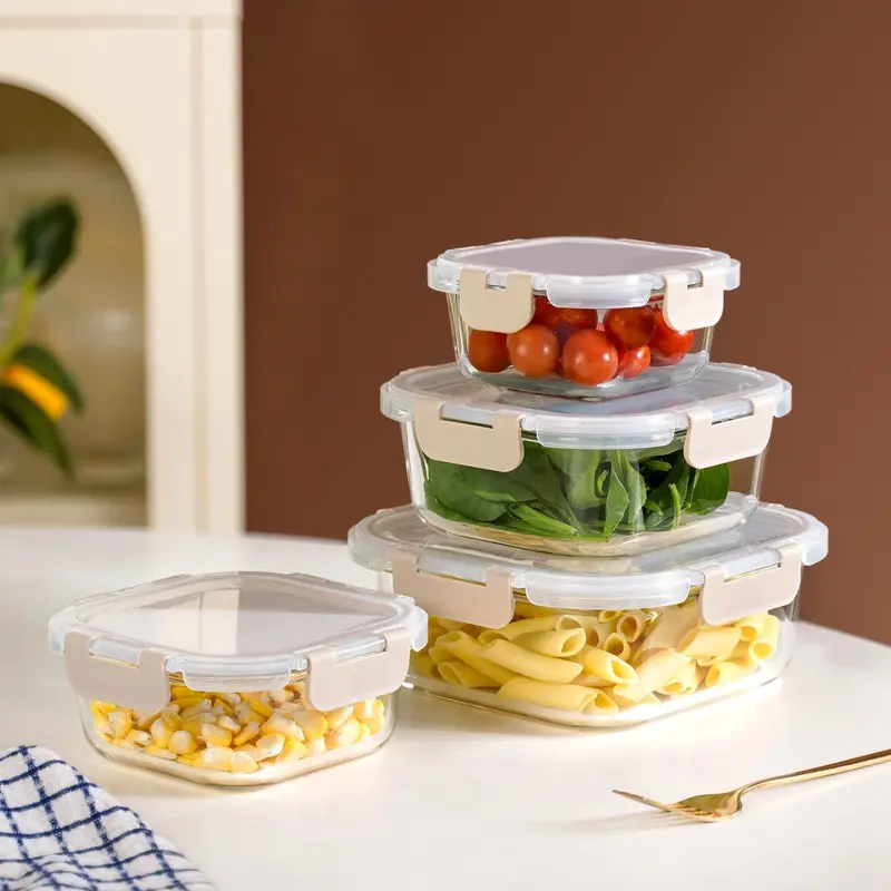Nestro Beige Square Airtight Food Storage Set – 4 Sizes 1