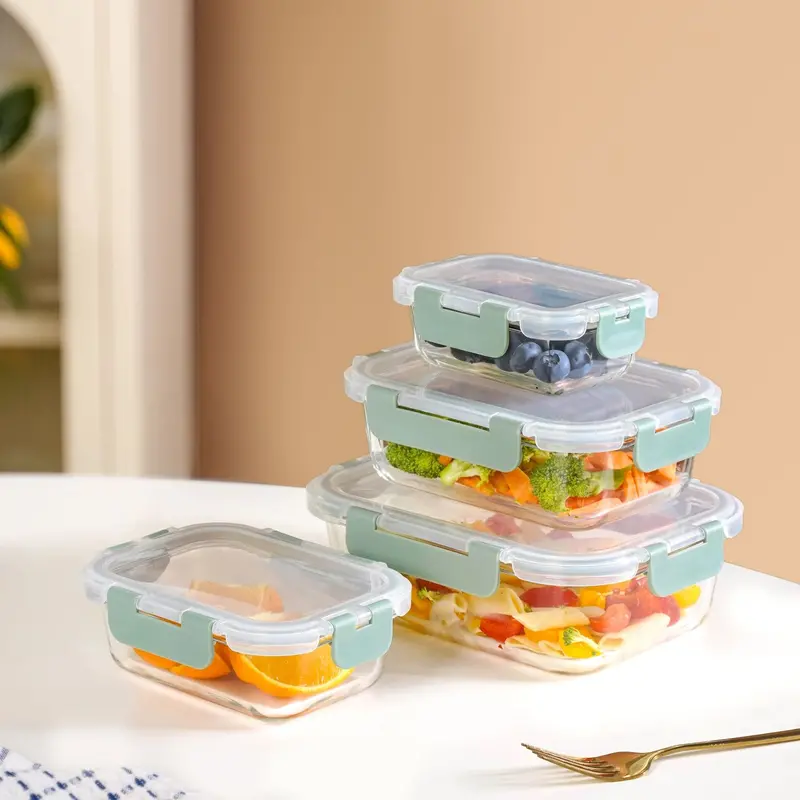 Nestro Green Leakproof Stackable Lunch Box Set – 4 Sizes 1
