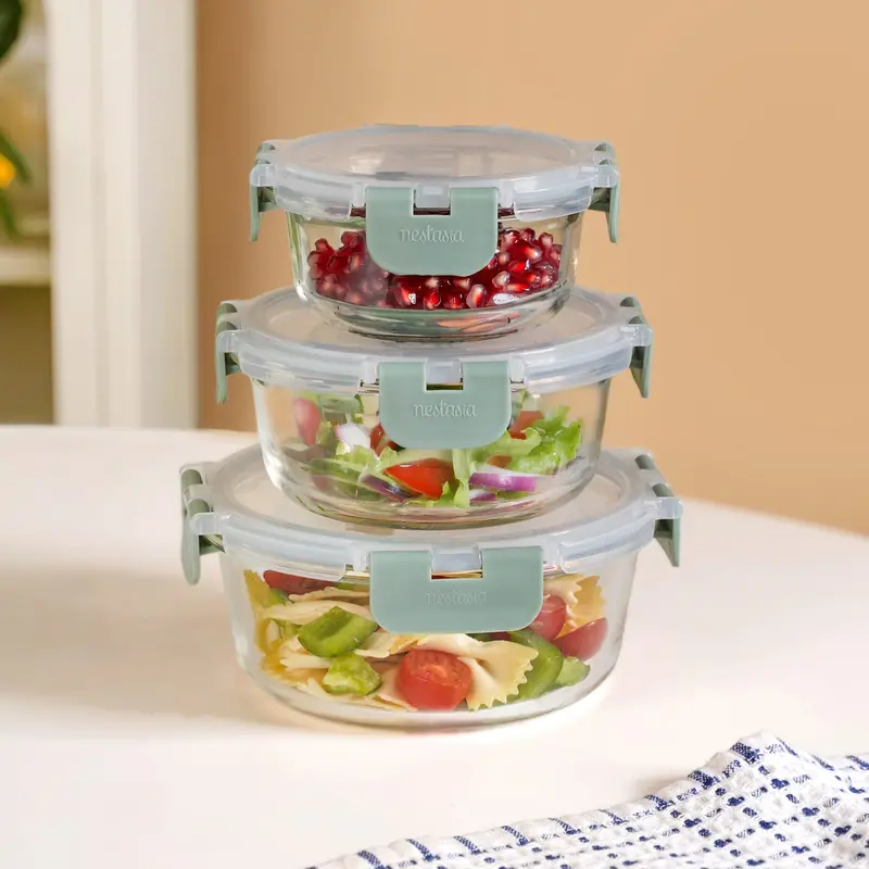 Nestro Pro Round Food Storage Set – 3 Sizes, Sage Green (215–600 Ml) 1