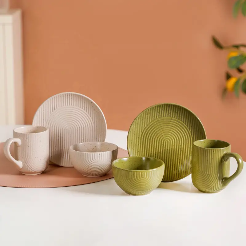 Nordic Ripple Snack Serving Set – 6-Piece With Mugs, Bowls & Dessert Plates 1