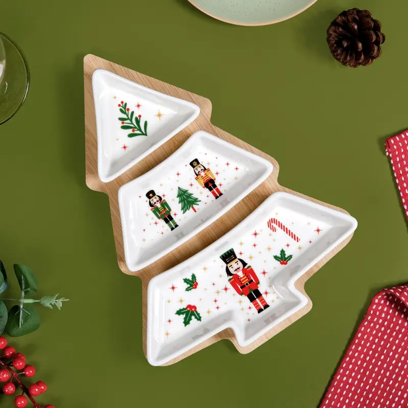 Nutcracker-Inspired Sectioned Ceramic Platter Set (4-Piece) 1
