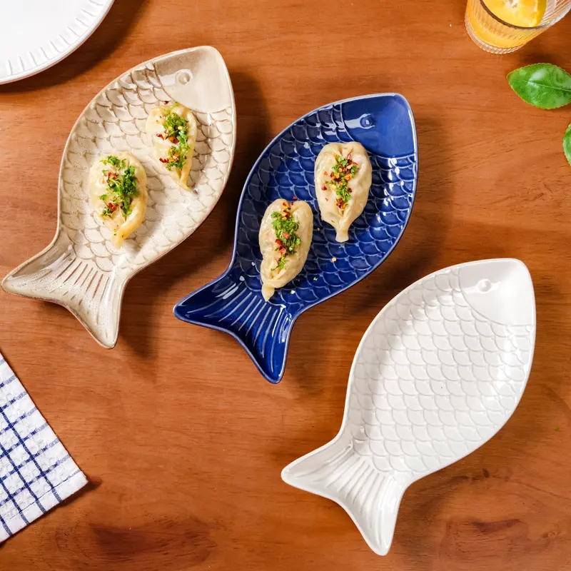 Ocean-Inspired Fish Ceramic Platter Set (3 Pcs) 1