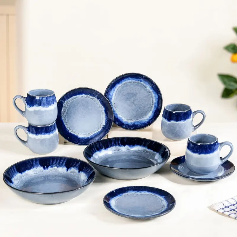 Ocean-Inspired Ombre Snack & Dessert Serving Set For Four 1