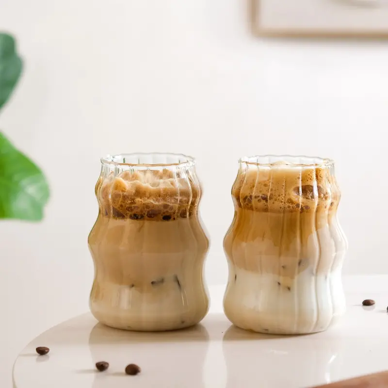 Ocean-Inspired Wave-Textured Glass Tumblers – 2-Pack, 550Ml 1