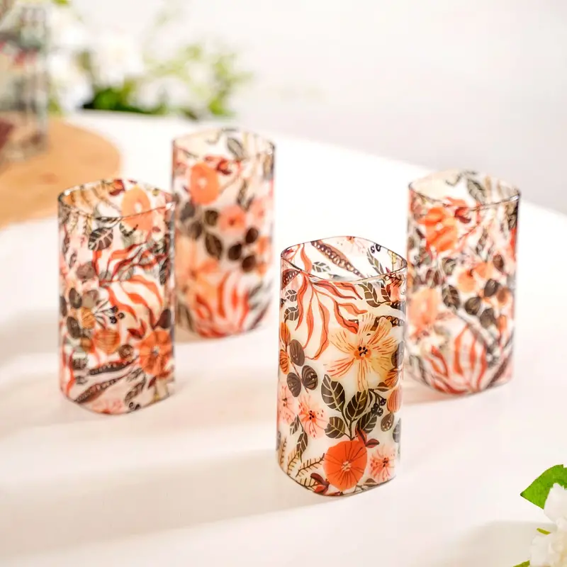 Orange Poppy Print Cocktail Glasses – Set Of 4 (340Ml) 1
