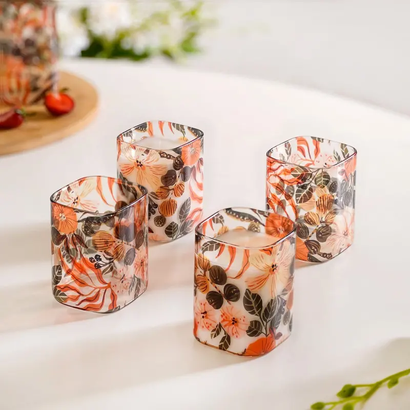 Orange Poppy Printed Borosilicate Tumblers – Set Of 4 (230Ml) 1