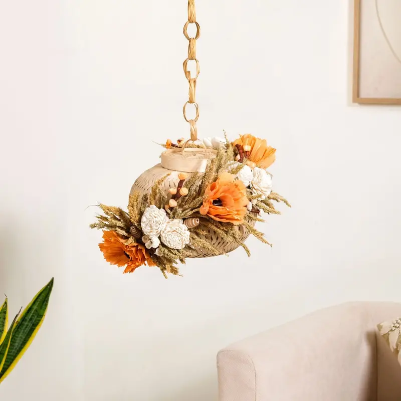 Organic Dried Orange Floral Lantern For Ambient Lighting 1