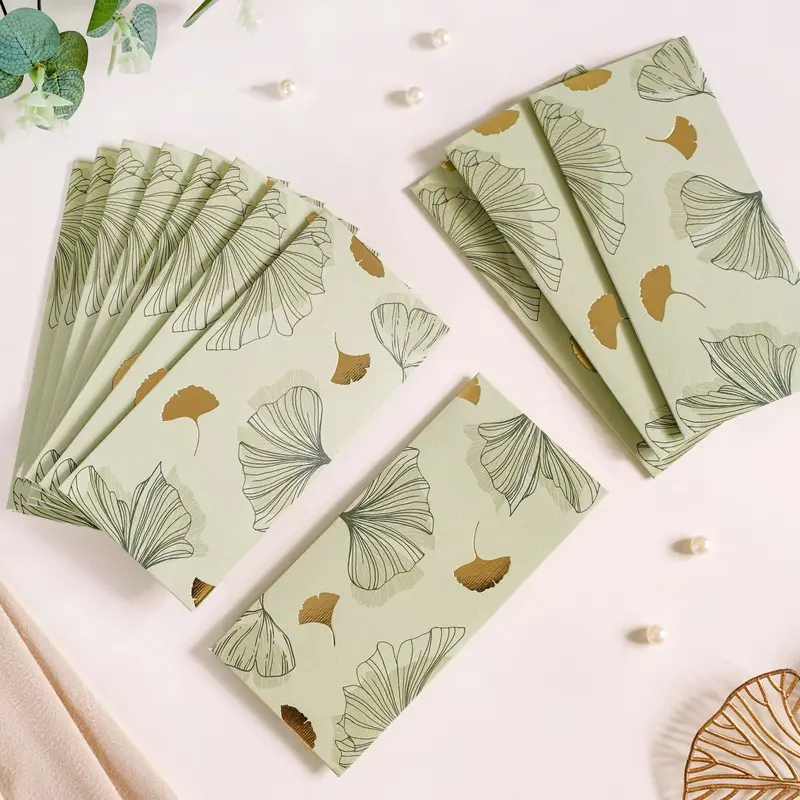Oriental Glam Sage Green Designer Money Envelopes (12 Pcs) 1
