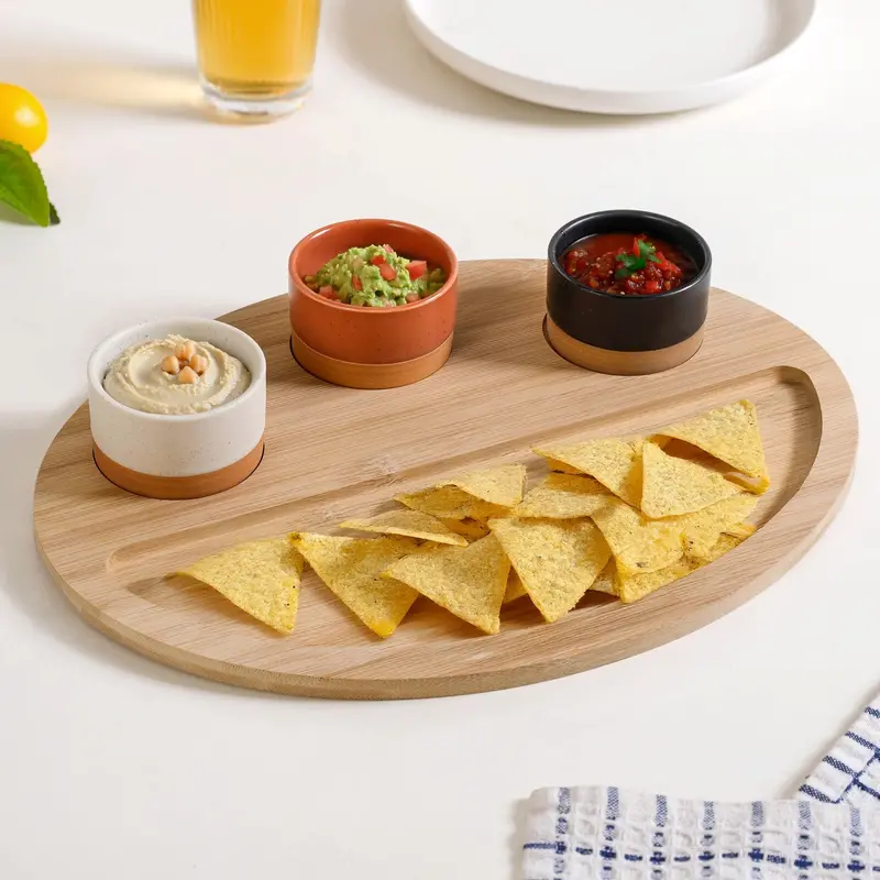 Oval Multi-Compartment Serving Tray With Nested Bowls (33 × 25 Cm, 4-Piece) 1