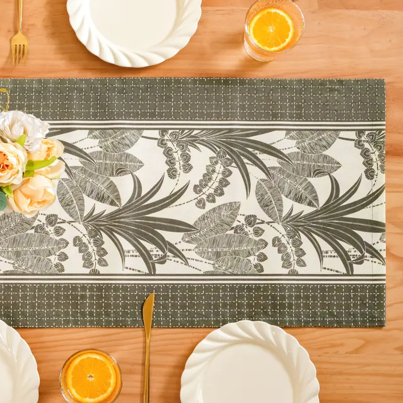 Palm Grove 6-Person Cotton Table Runner – 185 X 35 Cm 1