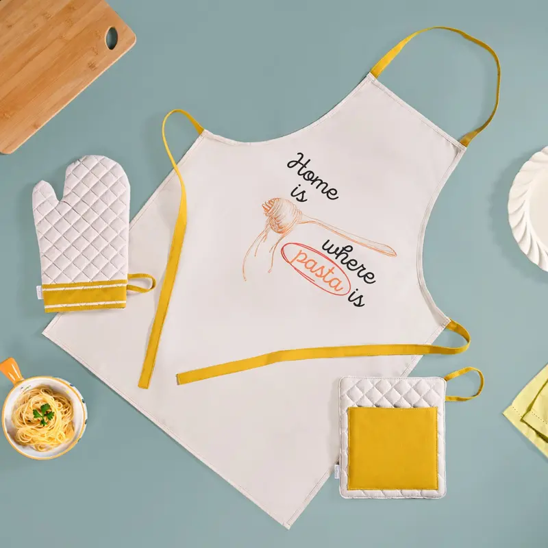 Pasta Lover Cooking Set – Apron, Silicone Mittens & Pot Holder (3-Piece) 1