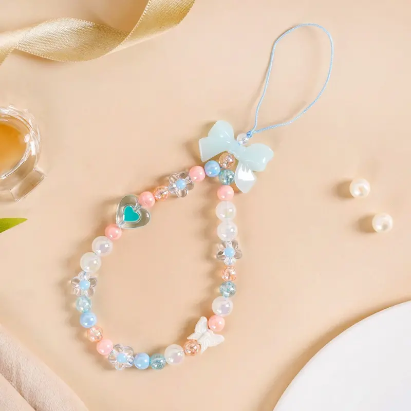 Peach & Denim Phone Lanyard 1