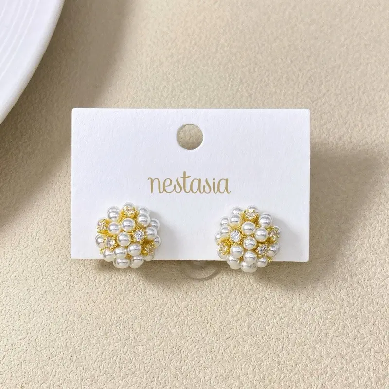 Pearl And Gemstone Floral Cluster Earrings 1