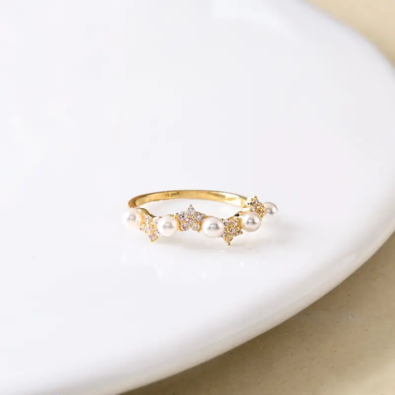 Pearl Blooms Gold Ring Design 1