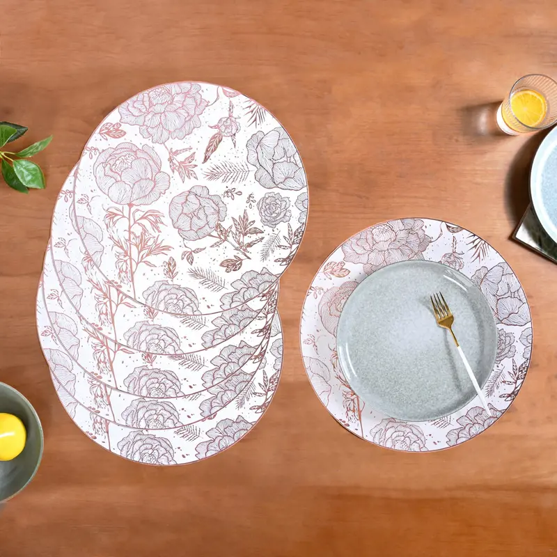 Peonies & Roses Printed Placemats – 6-Pack Cotton Fabric 1