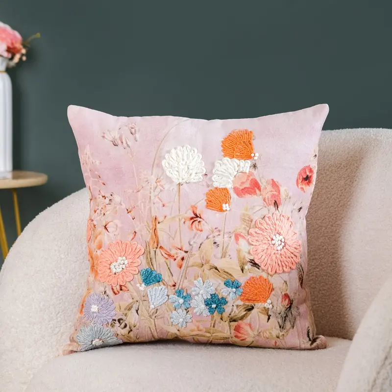 Petal Paradise Cotton Cushion Cover – 40X40 Cm 1