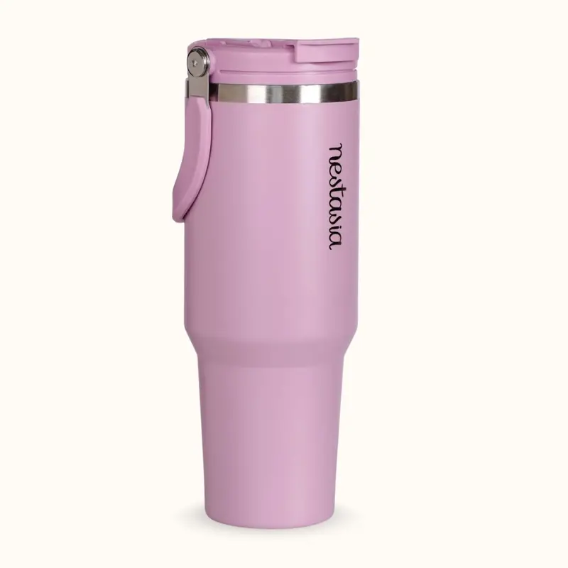 Picksip 40 Oz Top-Handle Thermal Tumbler – Blush Rose Pink 1