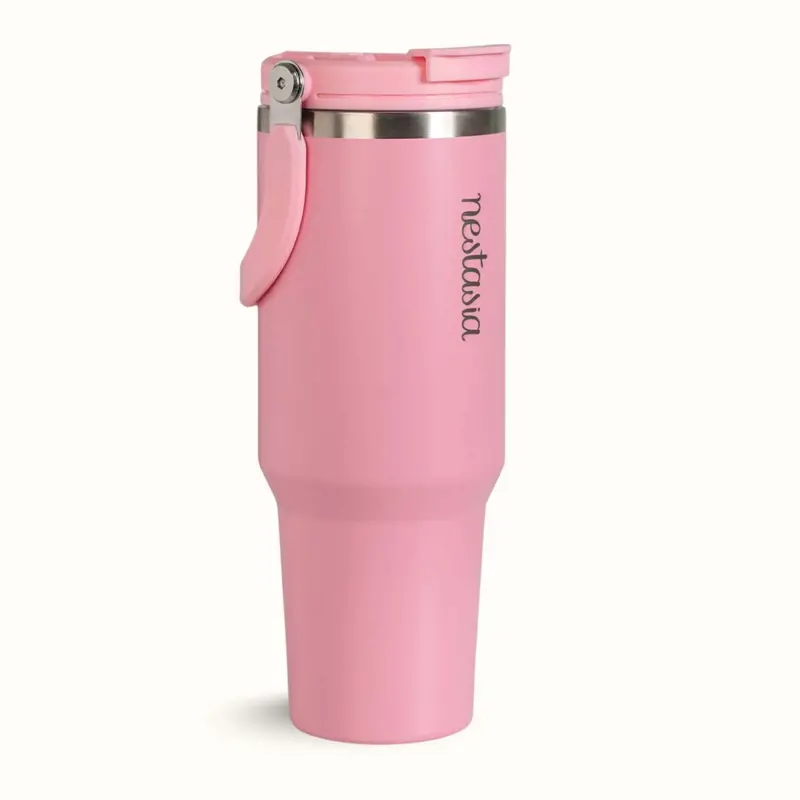 Picksip 40Oz Tropical Pink Insulated Tumbler – 1200Ml With Top Handle 1