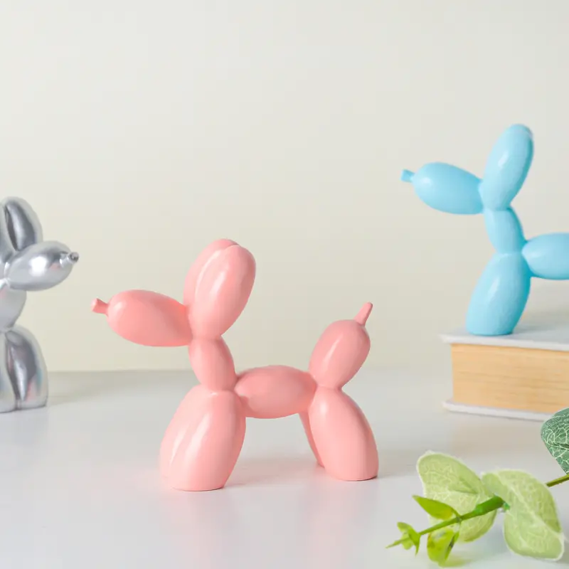 Pink Balloon Dog Mini Resin Sculpture – Whimsical Decor Accent 1