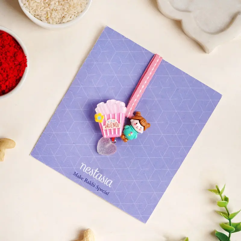 Pink Doll-Style Rakhi For Kids 1