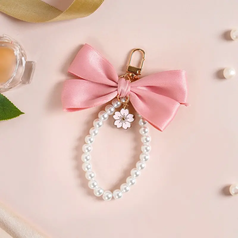 Pink Fantasy Pearl Bow Keyring 1
