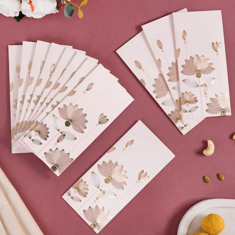 Pink Gold Lotus Money Gift Envelopes – Stylish Set Of 12 1