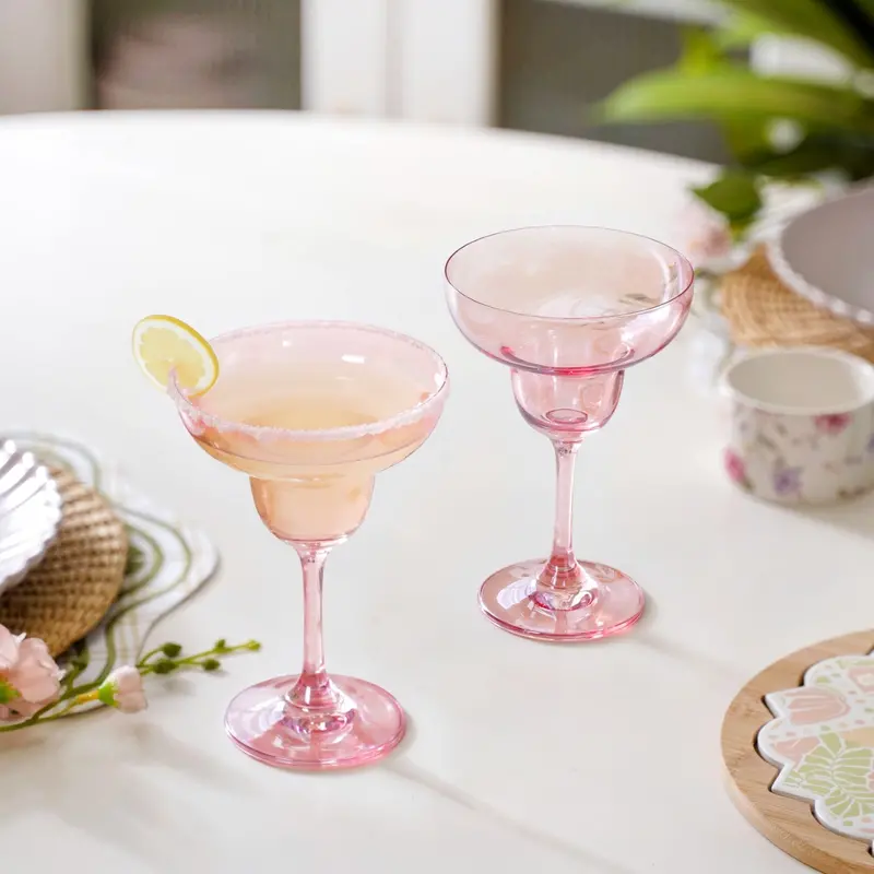 Pink Margarita Glasses – 240Ml, Set Of 2 Vibrant Cocktail Serveware 1