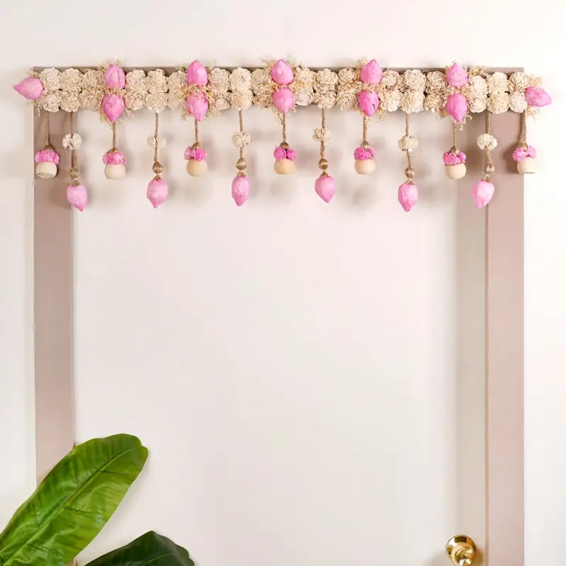 Pink Sola Flower Bandarwal – Sustainable Handcrafted Festive Toran 1