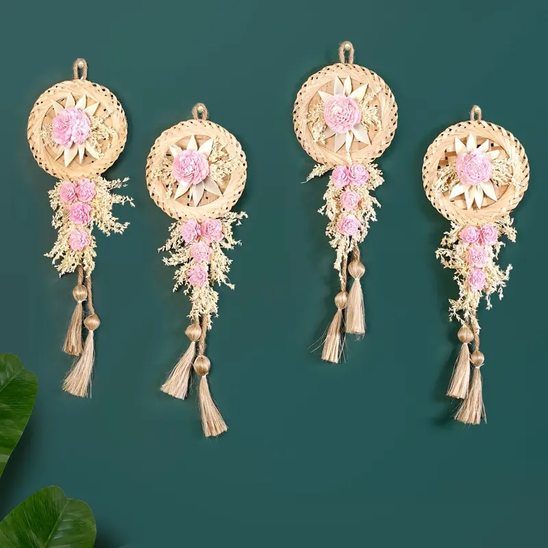 Pink Sola Rose Wall Hanging – Set Of 4 1