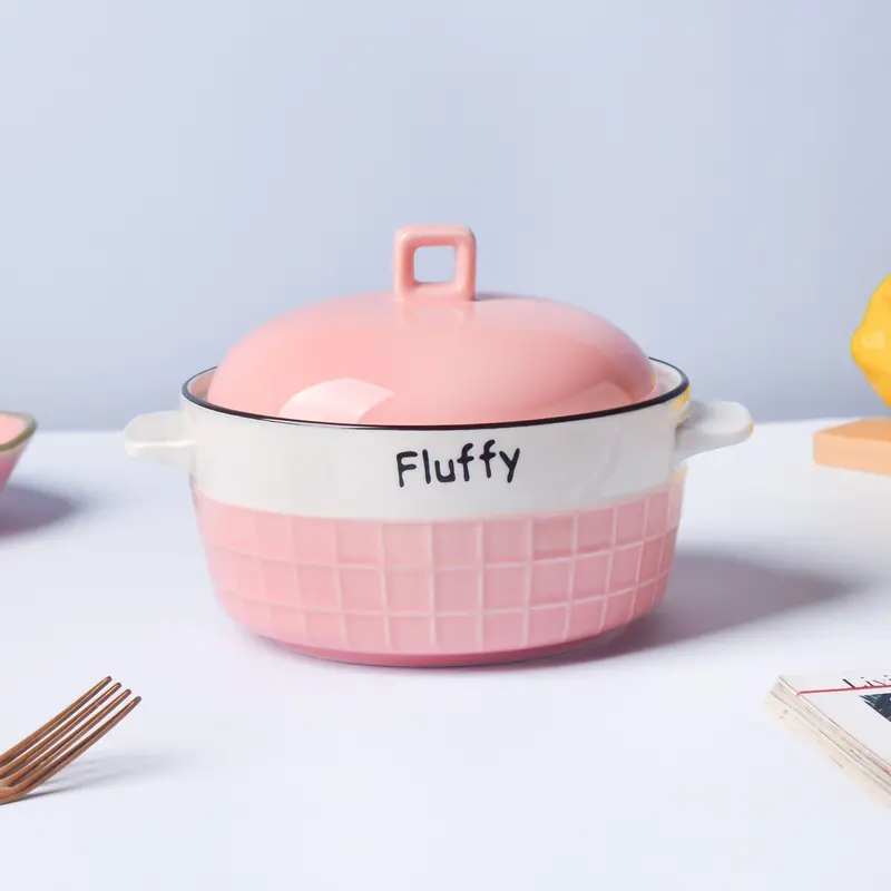 Pink Textured Casserole Dish For Baking And Serving 1