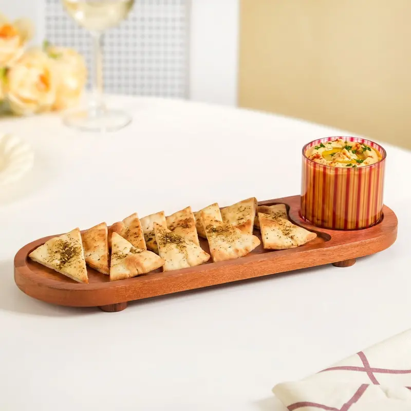 Platterazzi Two-Piece Striped Serving Platter And Bowl Set 1