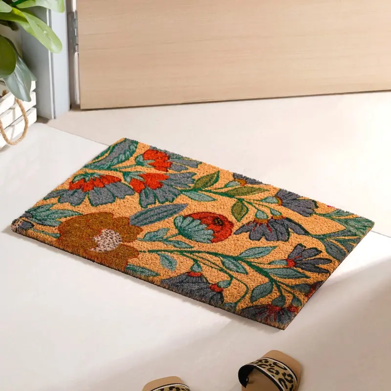 Poppy Blossoms Natural Coir Doormat – 24" X 16" Eco-Friendly Floor Mat 1